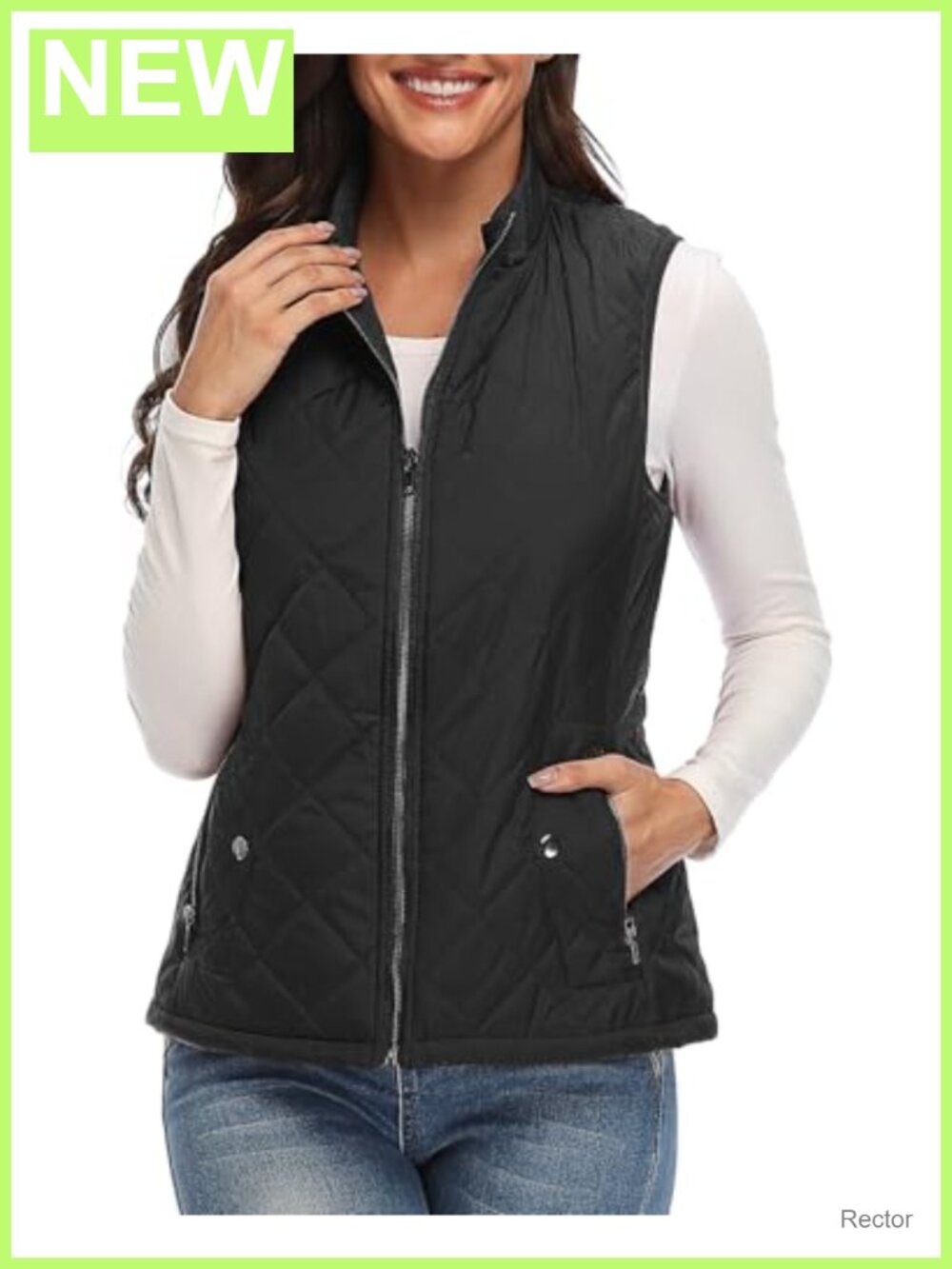 Women's Quilted Puffer Vest 4 Pockets Lightweight Sleeveless Gilet